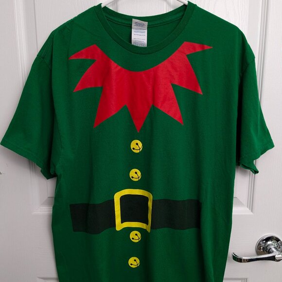 Christmas Elf Green T-Shirt, Adult Large, 100% Cotton - Picture 2 of 7
